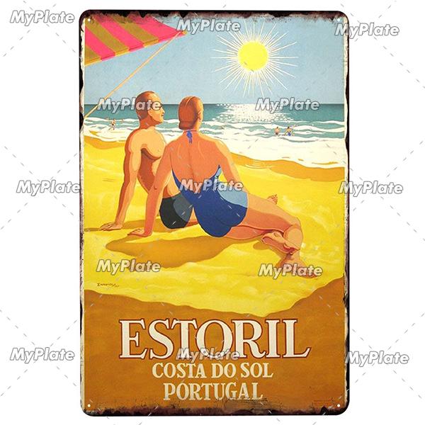 [MyPlate] SUMMER Vintage Metal Sign Tin Sign Wall Decor For Bar Beach Plaque Pub Club Poster Wall Decor Hawaii/California/Miami