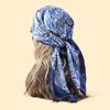 90Cm Blue Cashew Print Headscarf For Women Spring And Summer New Style Emulated Silk Cashew Scarf Satin Color Shawl Scarf