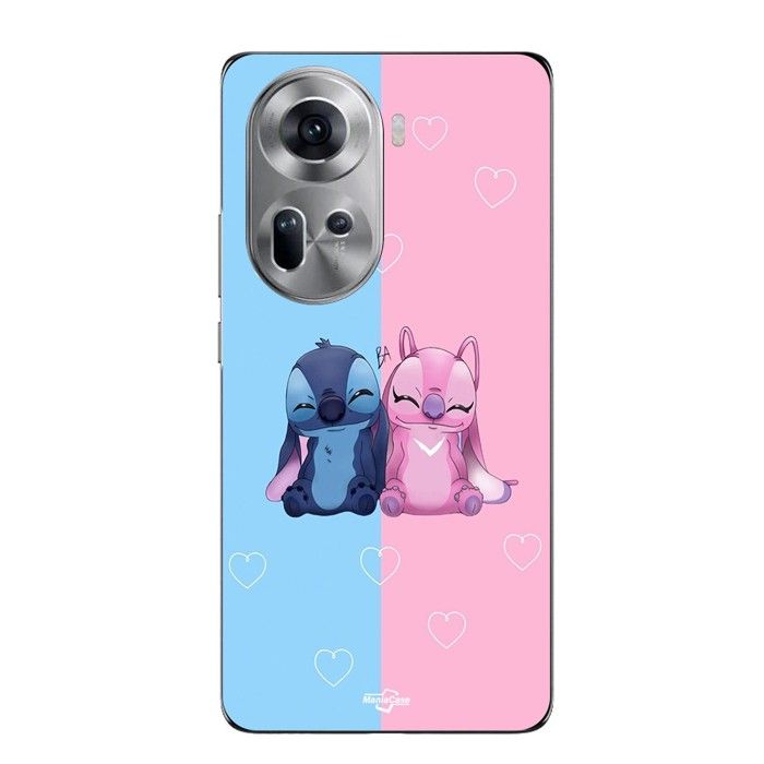 Coque Pour Oppo Reno 11 5g Stitch Angel mignon bleu rose Maniacase