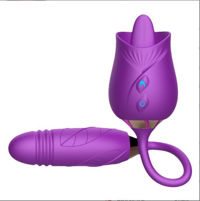 Dual-Head Gardenia Vibrator: Licking, Sucking, & Telescopic Features for Women's Pleasure