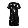 Women's Fashion Casual V-Neck Short Sleeve Drawstring Sequin Printed Dresses
