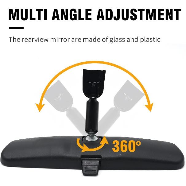 8201010F01AC 10.5" Universal Rear View Mirror, Interior Rearview Mirror Kit Replacement For Hevrolet Ford Toyota Nissan Jeep Honda Subaru Hyundai Kia