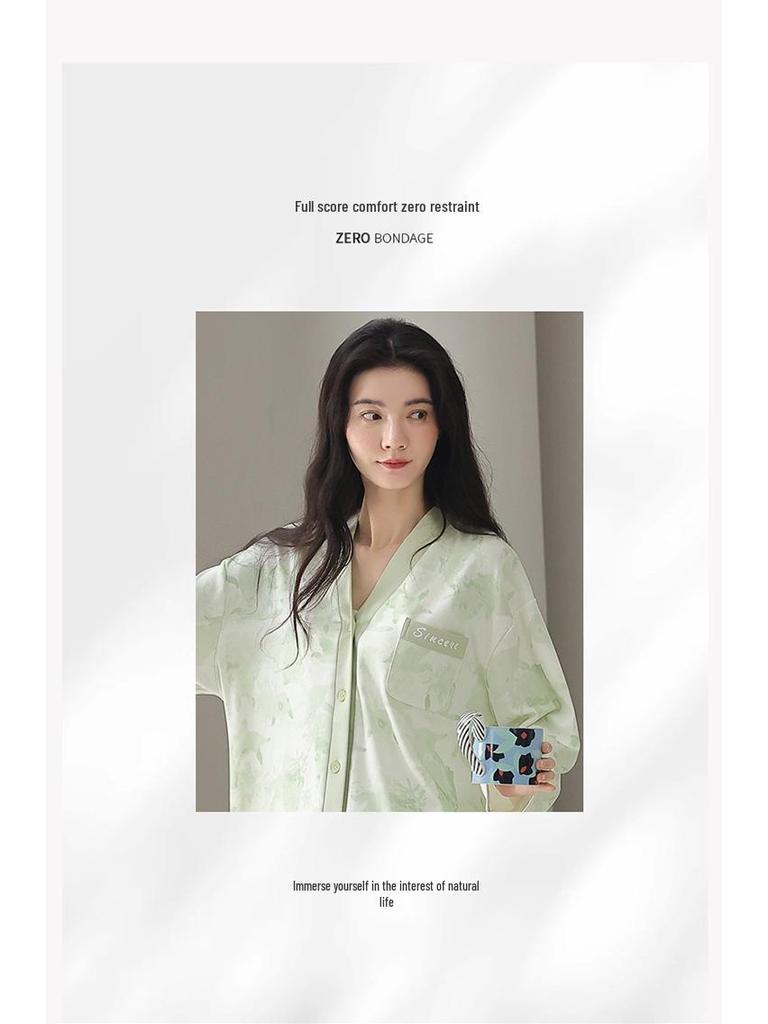 2025 New Pure Cotton Women's Pajama Set: Long Sleeve Cartoon Design for Spring & Autumn