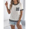 2026 Spring/Summer Casual Color-Block Striped Pocket Short-Sleeve Women's Versatile Knit Sweater