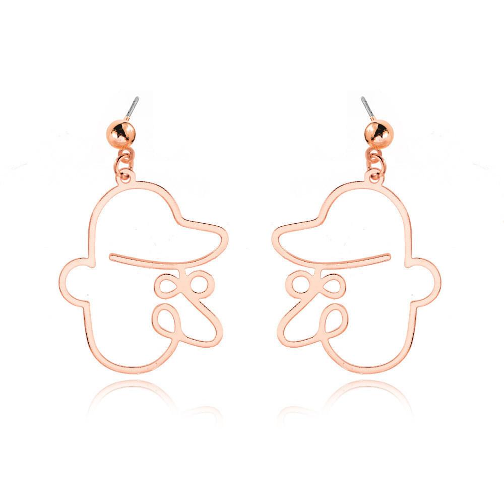 Alloy Face Elegant Earrings For Women Modern Cartoon Expression Design Jewelry