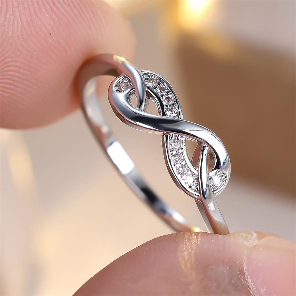 White Zircon Infinity Stone Thin Rings For Women Vintage Gold CopperColor Engagement Ring Wedding Jewelry Mother's Day Gifts