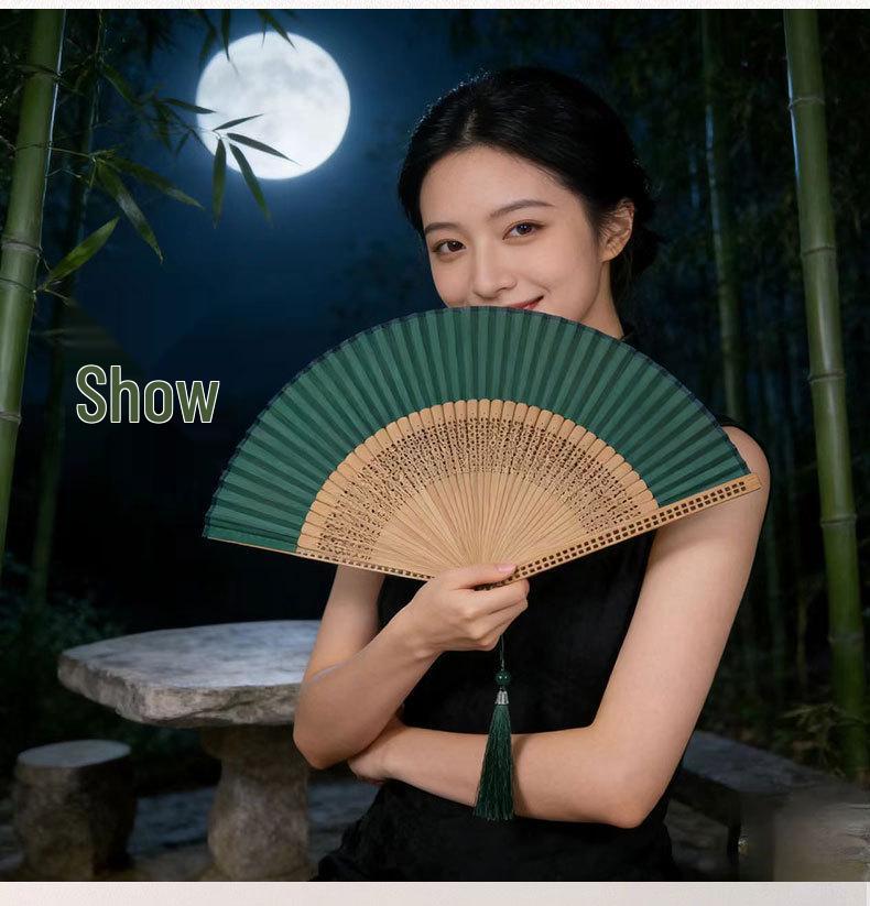 Tradycyjny Chiński Składany Wachlarz Bambusowy do Hanfu i Qipao