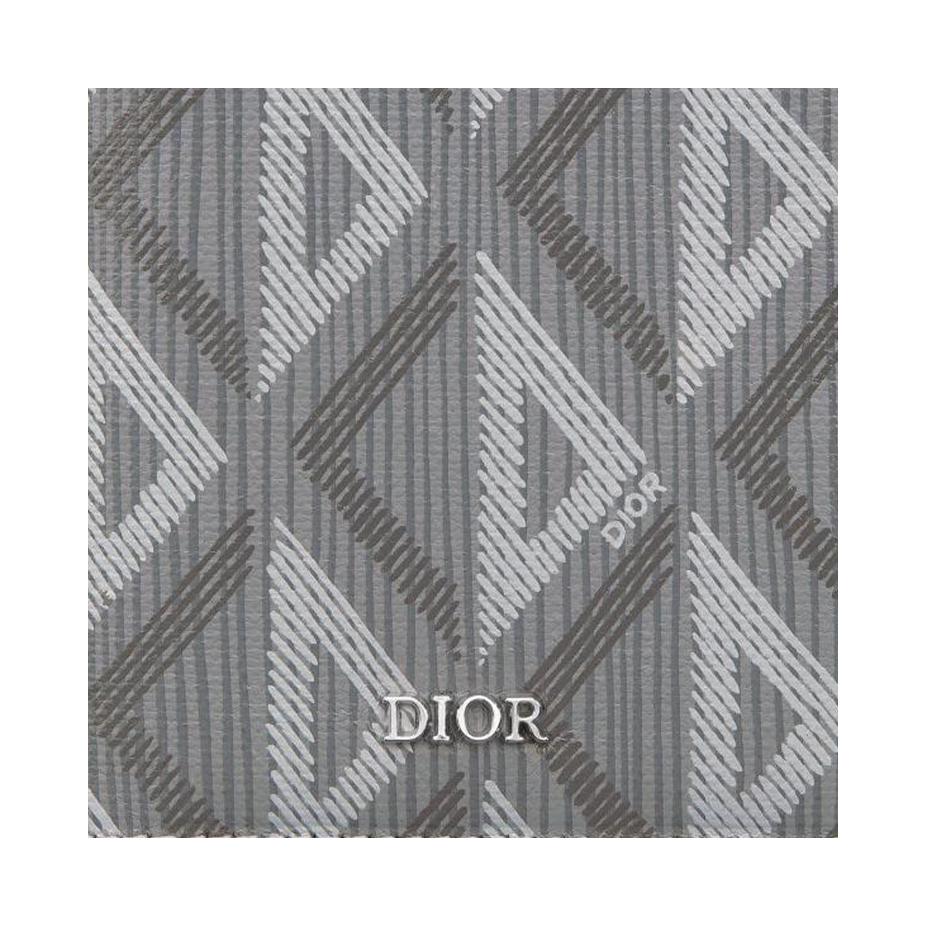 Dior CD Diamond Pattern Print Double Fold Canvas Card Holder Men Card Holder Gray 2ESCH147DCO-H42E
