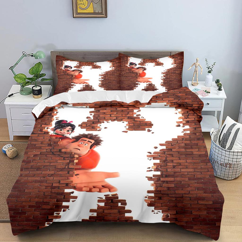 Wreck-It Ralph Bettwäsche-Set für Kinder King Size Luxusbezug 100% Polyester 3-teilig Weihnachtsgeschenke Heimdekoration