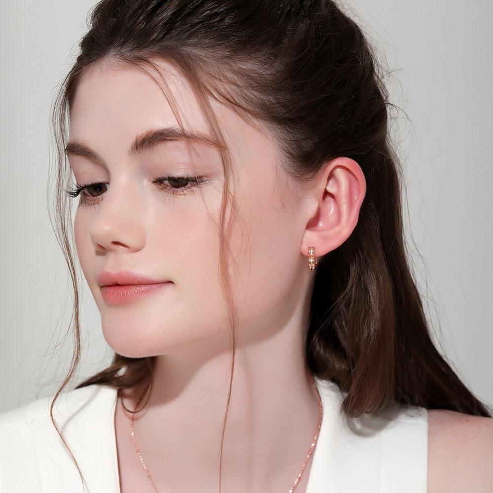 [Rosemont] Silver Heart One-Touch Earrings Ra24B18T