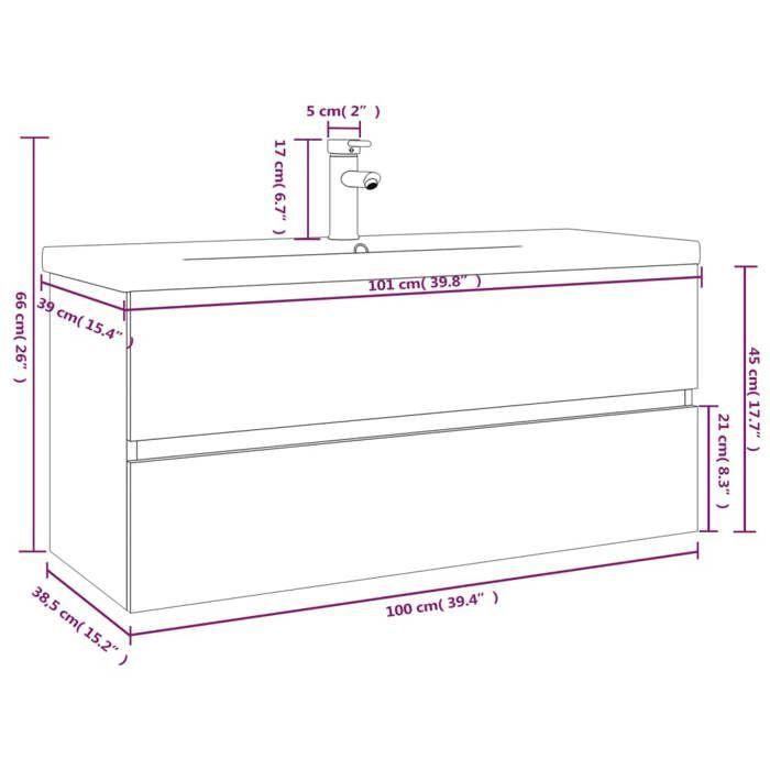 VidaXL Meuble Lavabo avec Bassin Intégré Armoire sous Lavabo Meuble de Rangement de Salle de Bain Maison Sonoma Gris Bois 3152889
