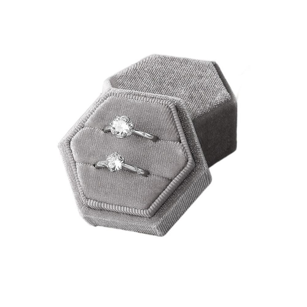 

Luxury Velvet Rings Holder Two Slots Jewelry Organizer Exquisite Rings Display Case Wedding
