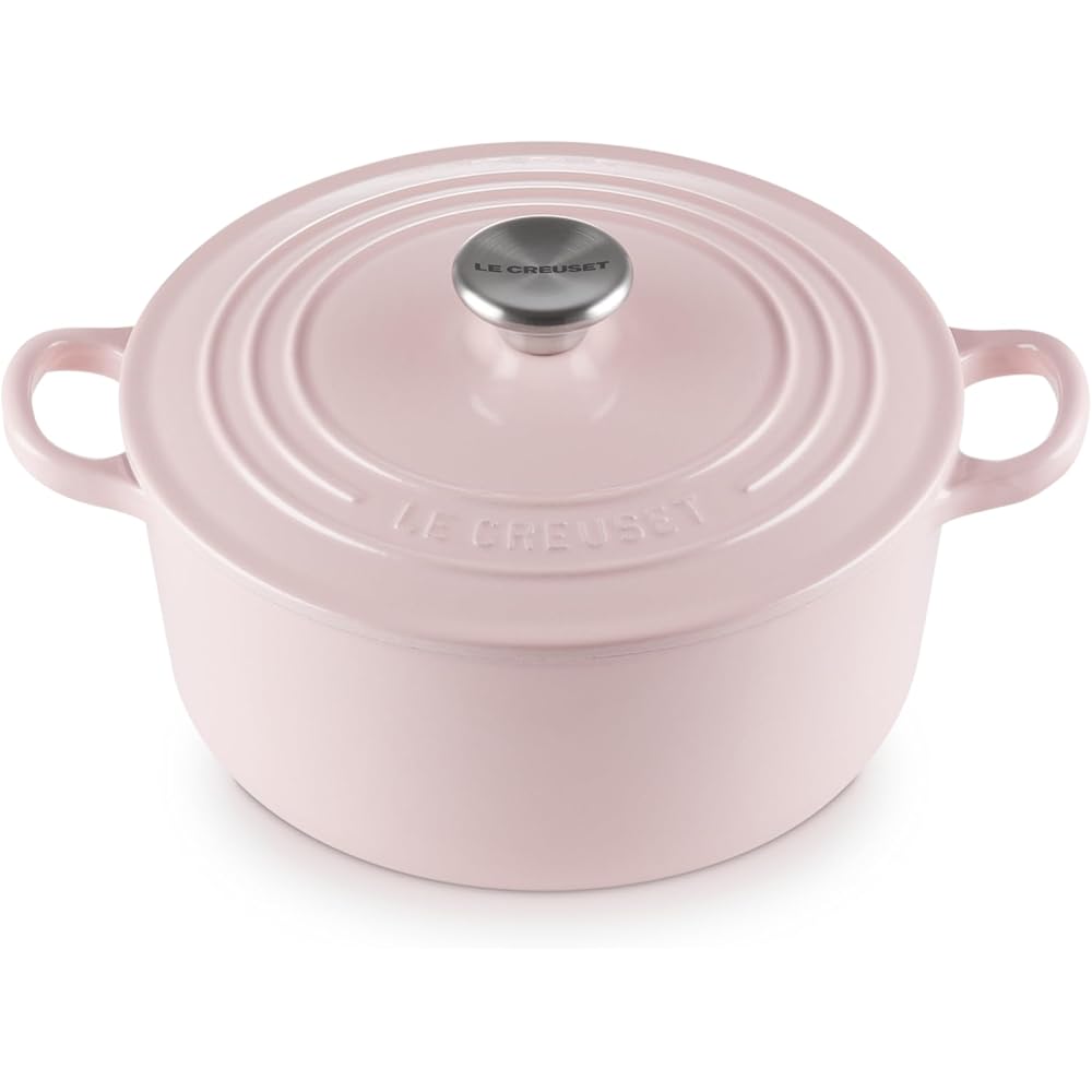 Le Creuset Cast Iron Round Casserole 24 cm Chiffon Pink Gas IH Oven Compatible