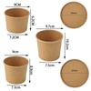 10PCS Disposable Takeaway Packing Boxes with Lid Round Paper Soup Bucket Kraft Paper Lunch Box