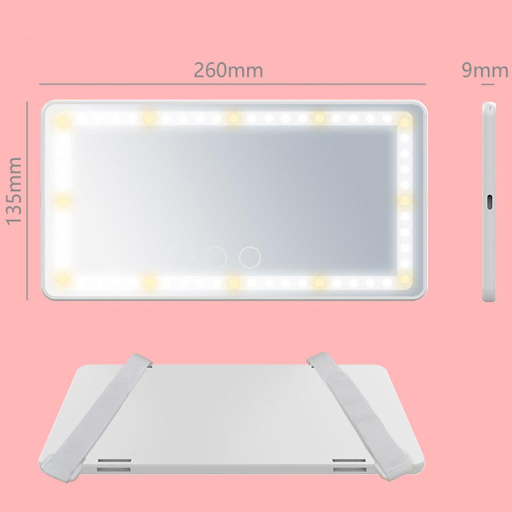 Auto-Kosmetikspiegel mit LED-Licht, Co-Pilot-Sonnenblende, Make-up-Lichtspiegel, dreifarbiges Licht, 1500 mAh