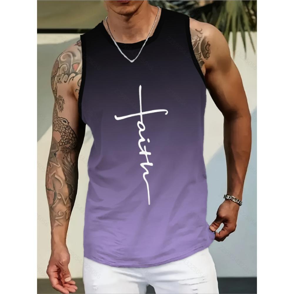 New Fashion Casual Versatile High-quality Graffiti Style Men's Round Neck Vest Outdoor Sports Fitness Comfortable Breathable Vest