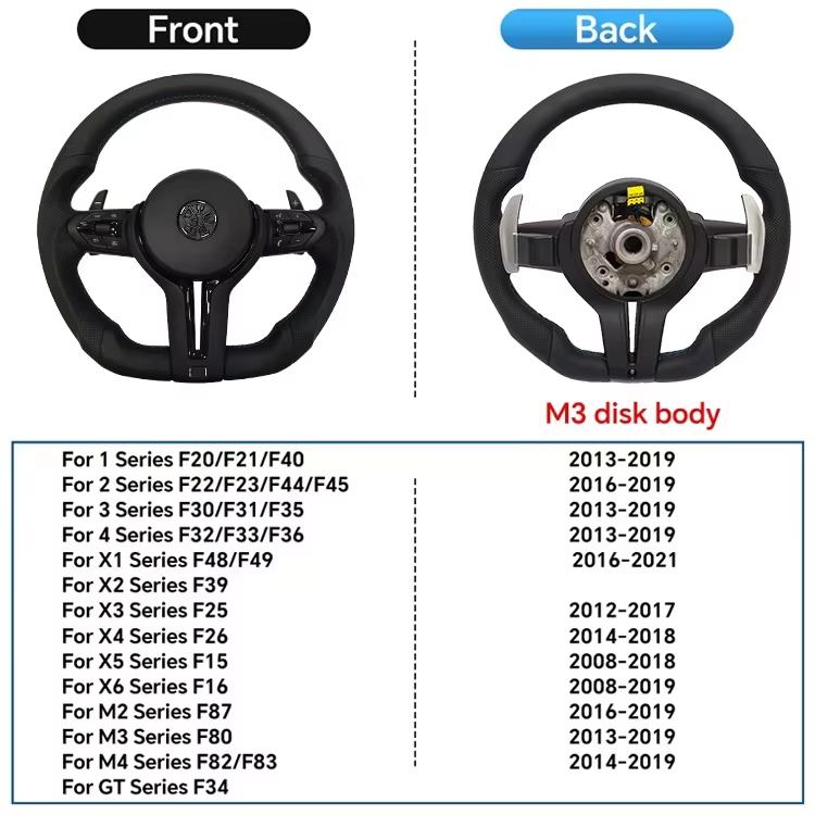 Black Chrome Sport Leather Steering Wheel For F30 F36 F20 F23 F22 M3 F80 X1 F48 F10 F07 F01 M5 E84 E87 E90 E70 BMW Car Accessory Easy To Install