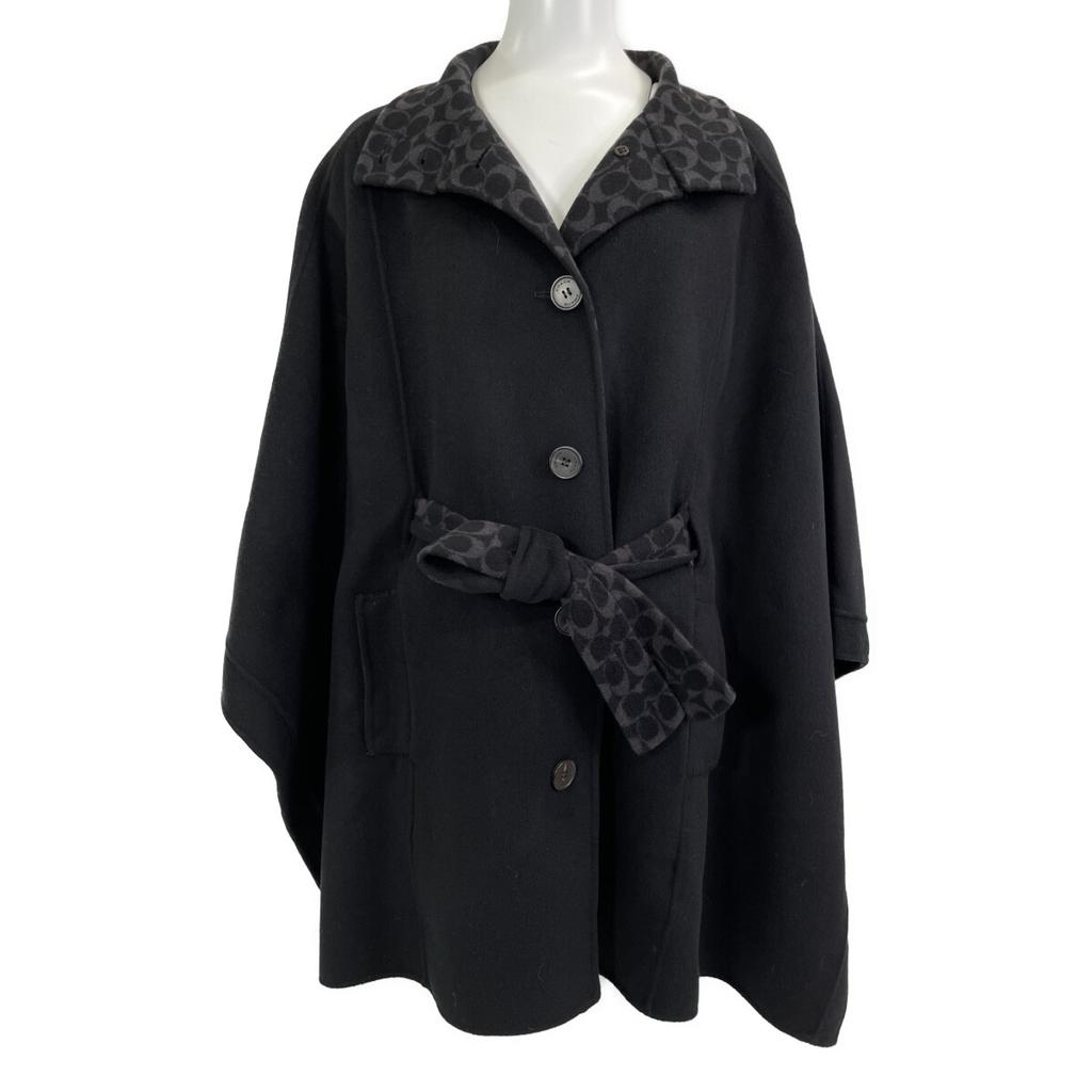 COACH Black wool melton cape coat coat XS blackUsed