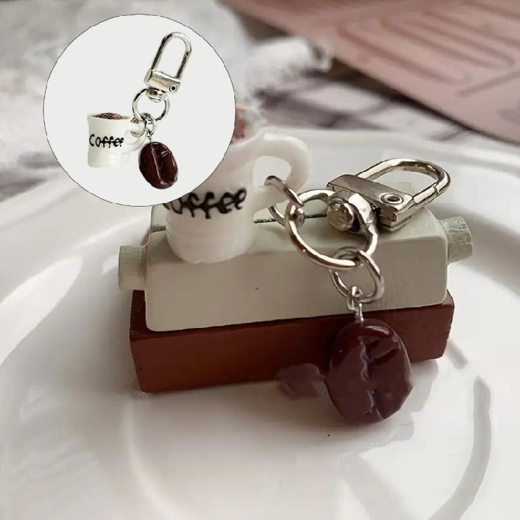 Coffee Themed Key Holder Ergonomic Resin Keychain Functional Accessory For Home Office Travel