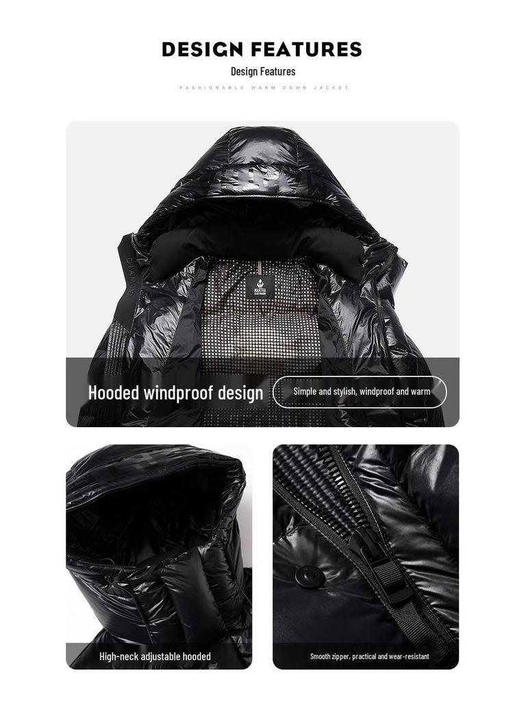 Unisex dlouhá zimní péřová bunda - 95% výplň z prachového peří, Super silná a teplá pro extrémní mráz.