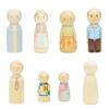 10Pcs Unfinished Wooden Figures Suitable Natural Color Unfinished Wood Peg Dolls Women Men Wooden Peg Dolls Diy Paintable Home