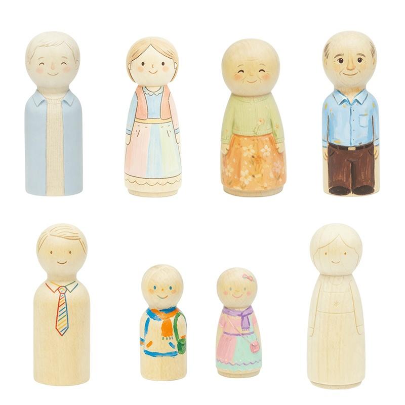 10Pcs Unfinished Wooden Figures Suitable Natural Color Unfinished Wood Peg Dolls Women Men Wooden Peg Dolls Diy Paintable Home