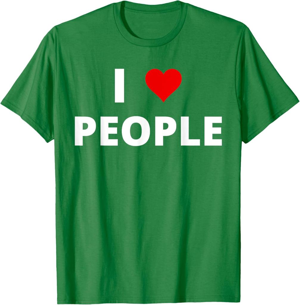 Ich liebe Menschen Grafikdruck Baumwolle Kurzarm T-Shirt Lässig Täglich Rundhalsausschnitt T-Shirt