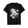 Mystical Night Flower With Snowy Owl And Moon T Shirt Vintage Fashion Unisex Slightly Stretched Top For Everyday Wear