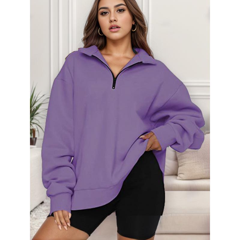 2024 Autumn Winter Women's Casual Half-Zip Pullover Long Sleeve Hoodie