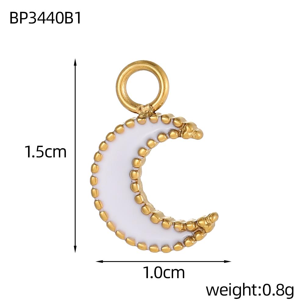 CARLIDANA Fashion Moon-shaped Multi-color Oil-dripping Gold Plated Stainless Steel Pendant Heart Apple Accessories DIY Jewelry