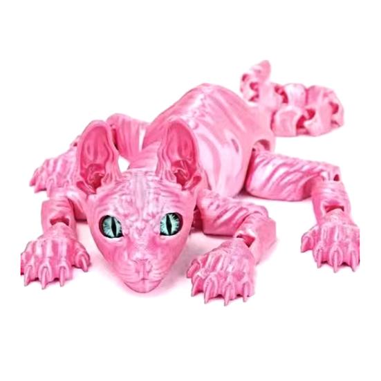 3D Printed Hairless Cat Figurine Movable Joints Sphynx Cat Figure Articulated Animal