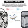 Sac à lunch isotherme en cuir de vache noir et blanc pour femmes et enfants, boîtes alimentaires portables, boîte à lunch thermique, sac fourre-tout