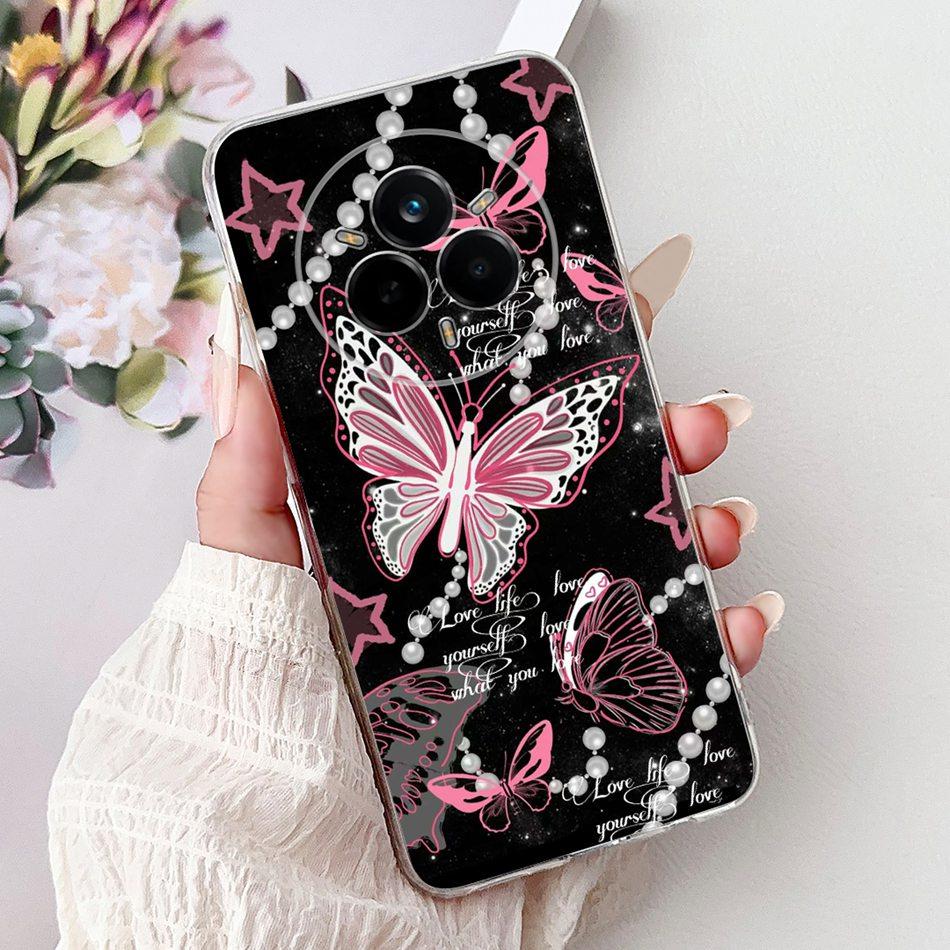 For Realme 14 Pro 14Pro+ Elegant Floral Cat Printed Phone Case For Realme 14 Pro Plus 14Pro 5G Soft Silicone TPU Cases