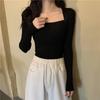 Women Sweater Pullover Long Sleeve Top Square Collar Casual Fashion Women Jumper Sexy Knitwear Sweater Tops