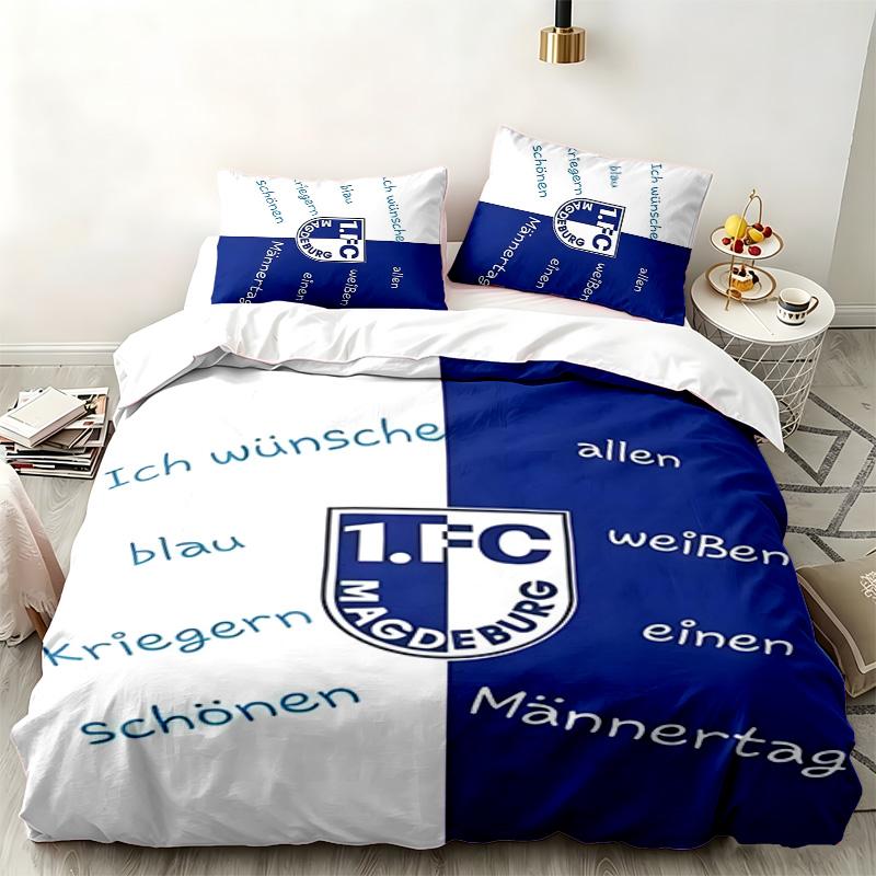 1. FC Magdeburg 3pc set Perfect for bedroom use Comfortable bedding set includes a duvet cover and two pillowcases Ideal birthday or Christmas gift
