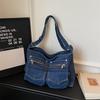 Vintage Large Capacity Denim Messenger Bag Women's Shoulder Crossbody Bag