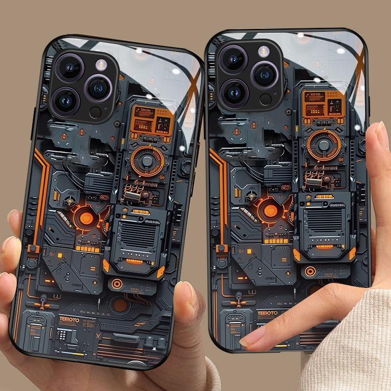 Creative Circuit Board Pattern Tempered Glass Material Black Phone Case For Samsung Galaxy S25 S24 S23 Ultra Plus FE Cover