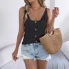 Women's Spring Summer Solid Colour Cutout Button Vest Holiday Knitwear