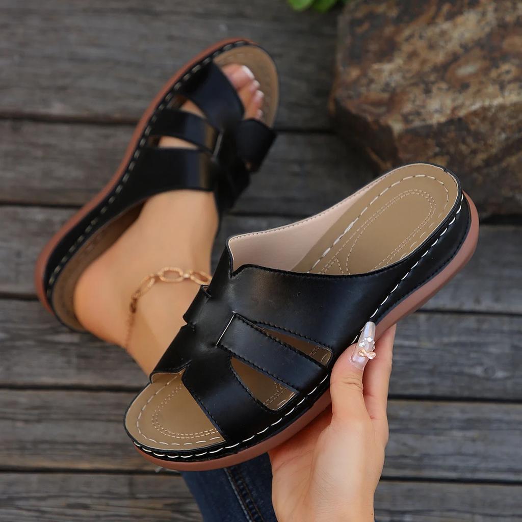 Fashion Lightweight Women's White Wedge Slippers 2025 Summer Comfort Platform Sandals Woman PU Leather Anti Slip Beach Slides Plus Size