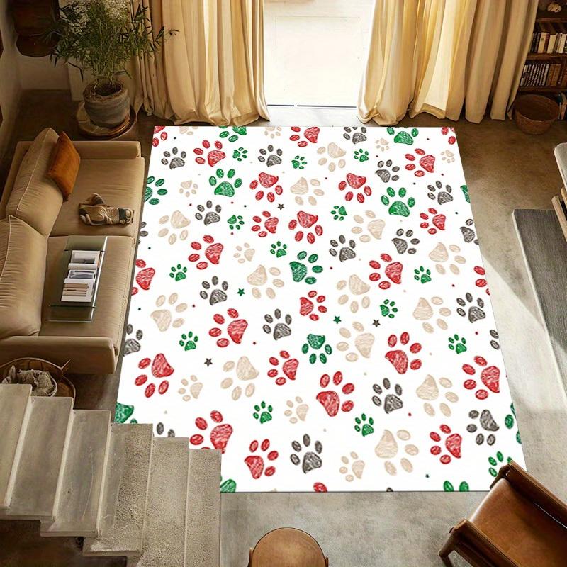 1pc Paw Prints Christmas Themed Rug for Home Decor, Non-slip Office Carpet, Chair mat, Outdoor Mat, Christmas and Halloween gifts-0731147