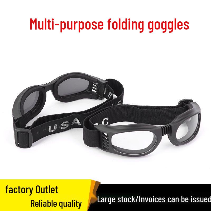 Foldable Multi-Purpose Protective Goggles: Anti-Fall, Windproof, Sandproof for Cycling, Industrial Safety, Skiing, and Drifting.