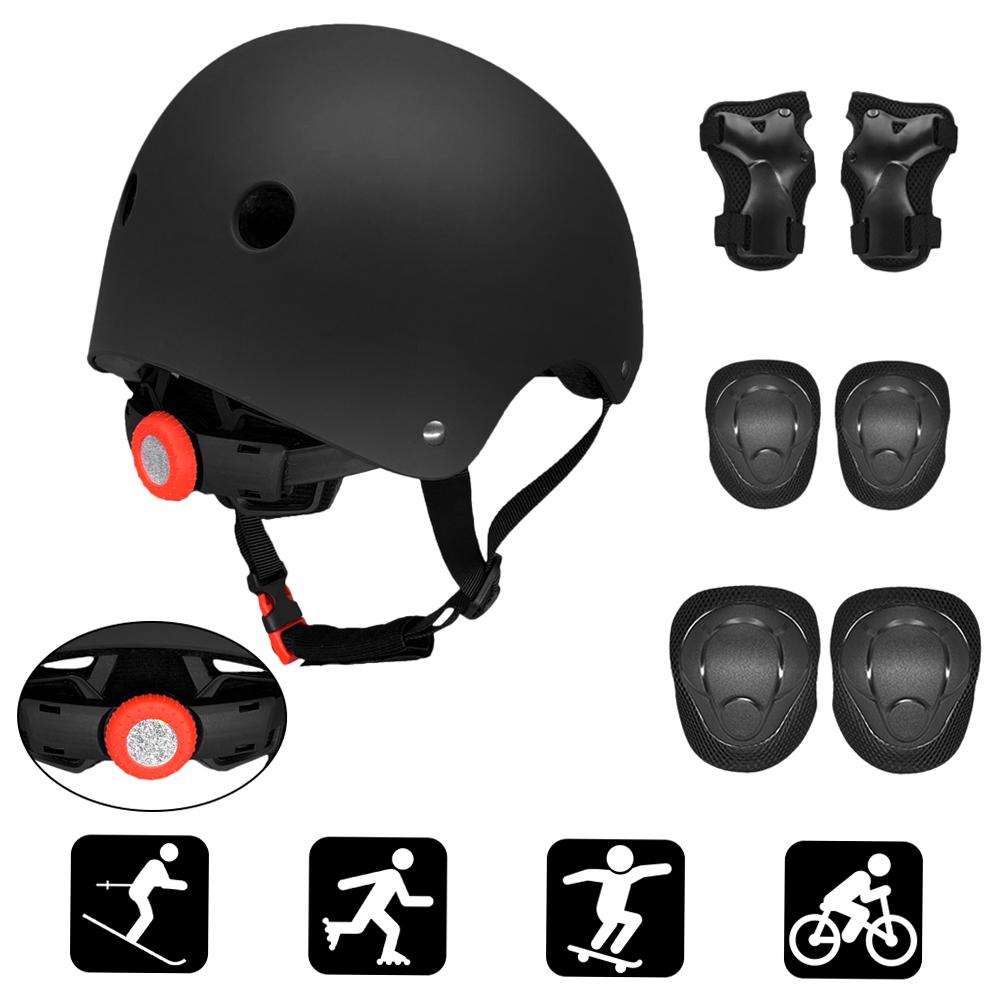 mizikuu Kniebeschermers voor kinderen met helm, 7-in-1 kinderbeschermingsset Verstelbare elleboogbeschermers en polsbeschermers Inliner beschermers Protektoren voor fiets, skateboard, rolschaatsen