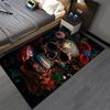 Colorful Skull and Floral Pattern Carpet, Dark Gothic Decorative Rug Suitable for use as an anti-slip for living room bedroom sofas
