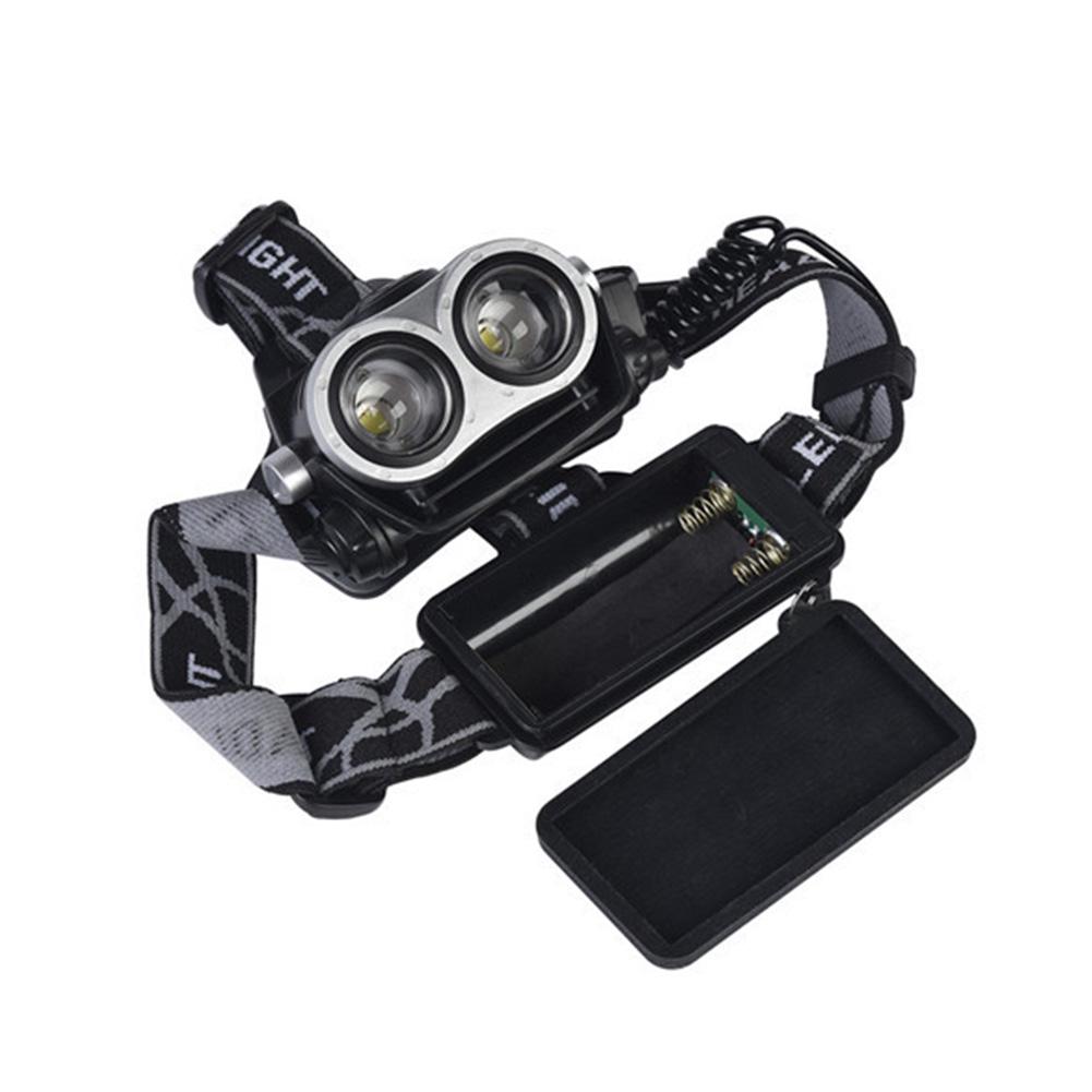 Dual Core T6 Strong Light Head Lamp USB Charging Strong Light Telescopic Zoom Head Lamp Bicycle Head Lamp