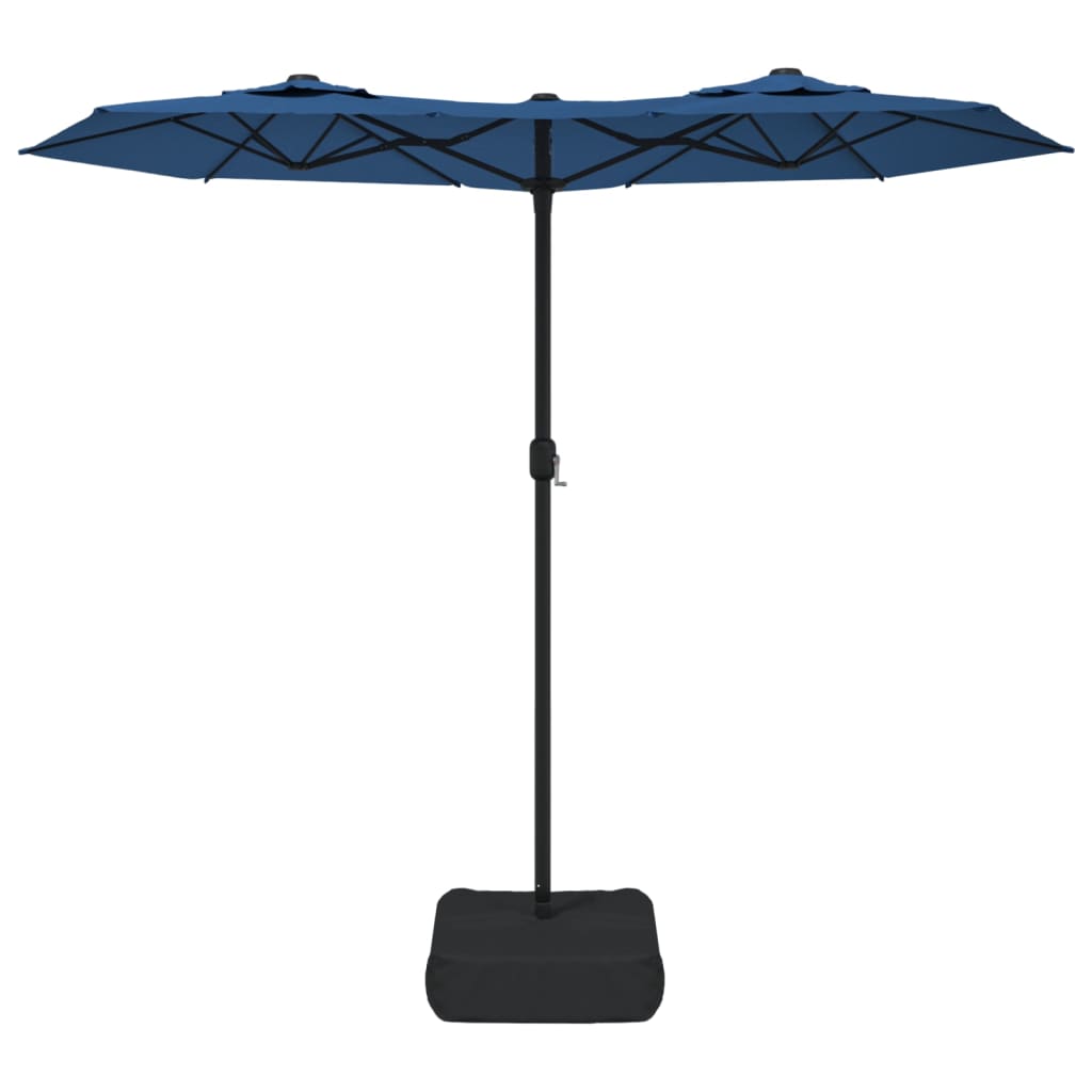Vidaxl Podwójny Parasol Ogrodowy Z Led, Niebieski, 316X240 Cm