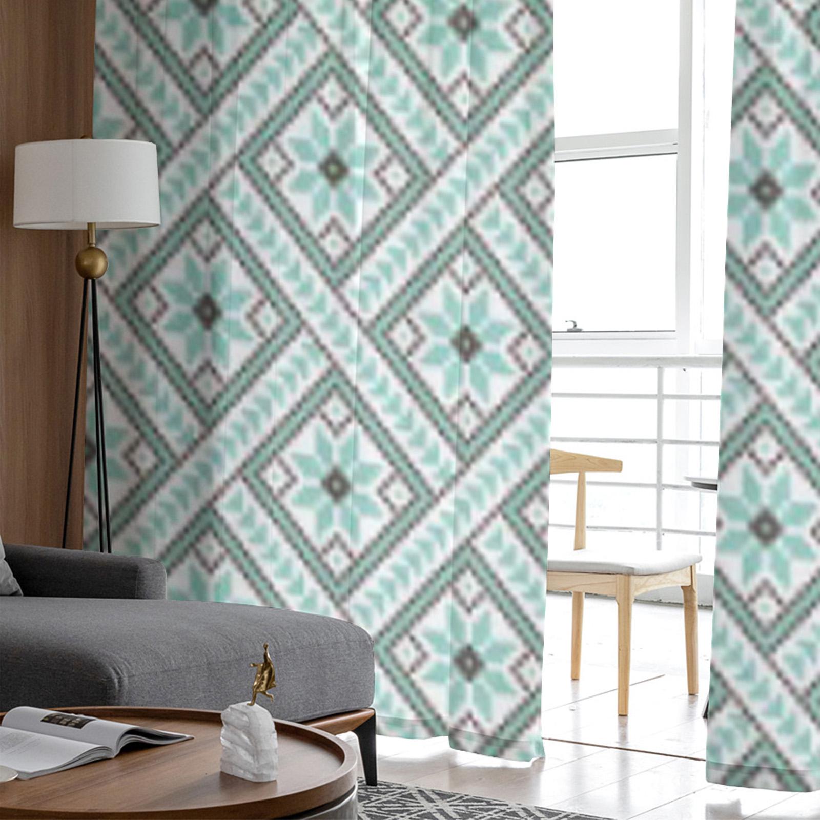 Прозрачные шторы с украинским орнаментом для гостиной — фото 3