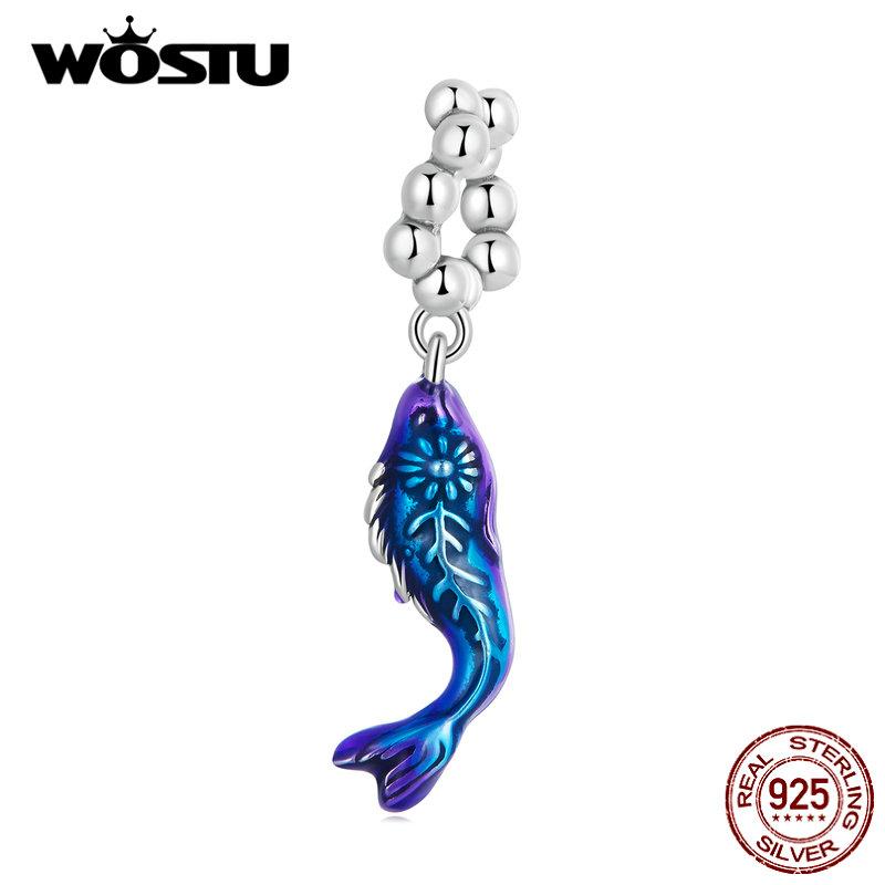 WOSTU 925 Sterling Silver Devil Flower Hanging Charm Grotesque Bee & Fish Hanging Bead Fit DIY Making Women Bracelet & Bangle Jewelry