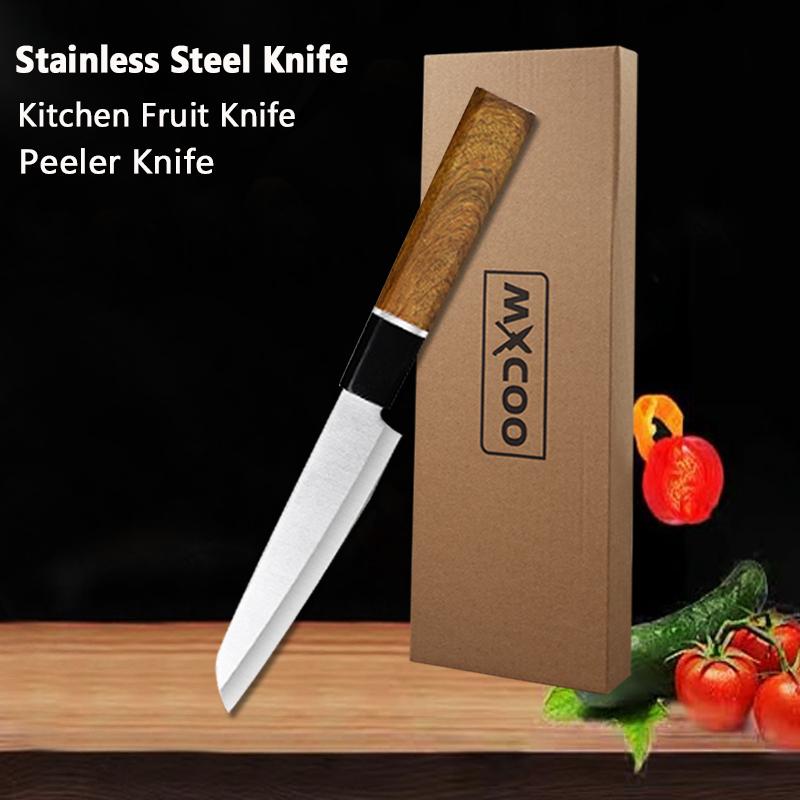 Stainless Steel Japanese Kitchen Knife Fruit Peeler Knife Hand-forged Butcher Knife Wooden Handle Cooking Knife and Accessories