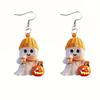 Cartoon Halloween Themed Ghost Milk Tea Pumpkin Pattern Women Acrylic Earrings