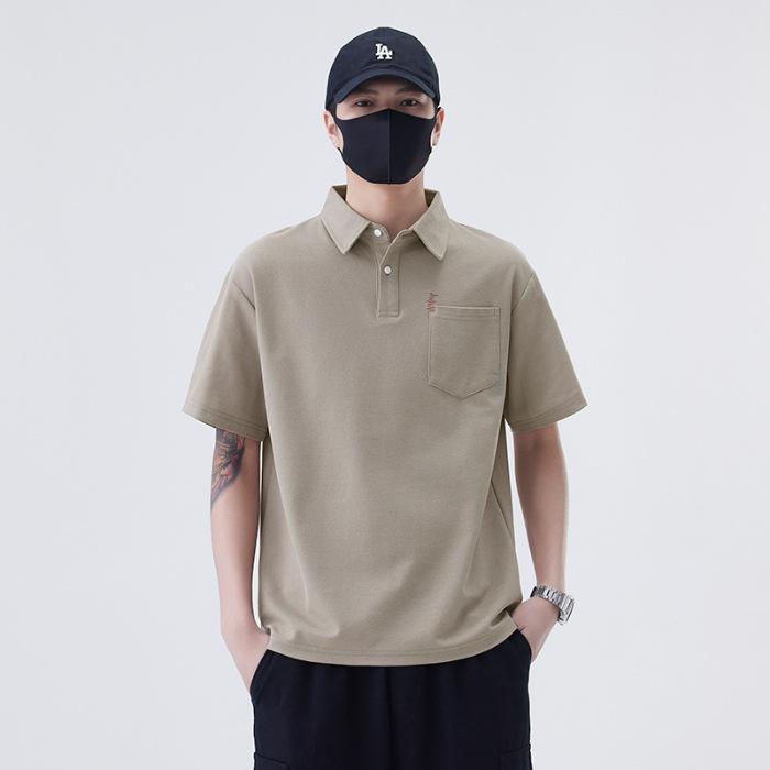 

Новая летняя мужская футболка-поло с коротким рукавом, свободный подростковый топ с воротником, с коротким рукавом 4XL